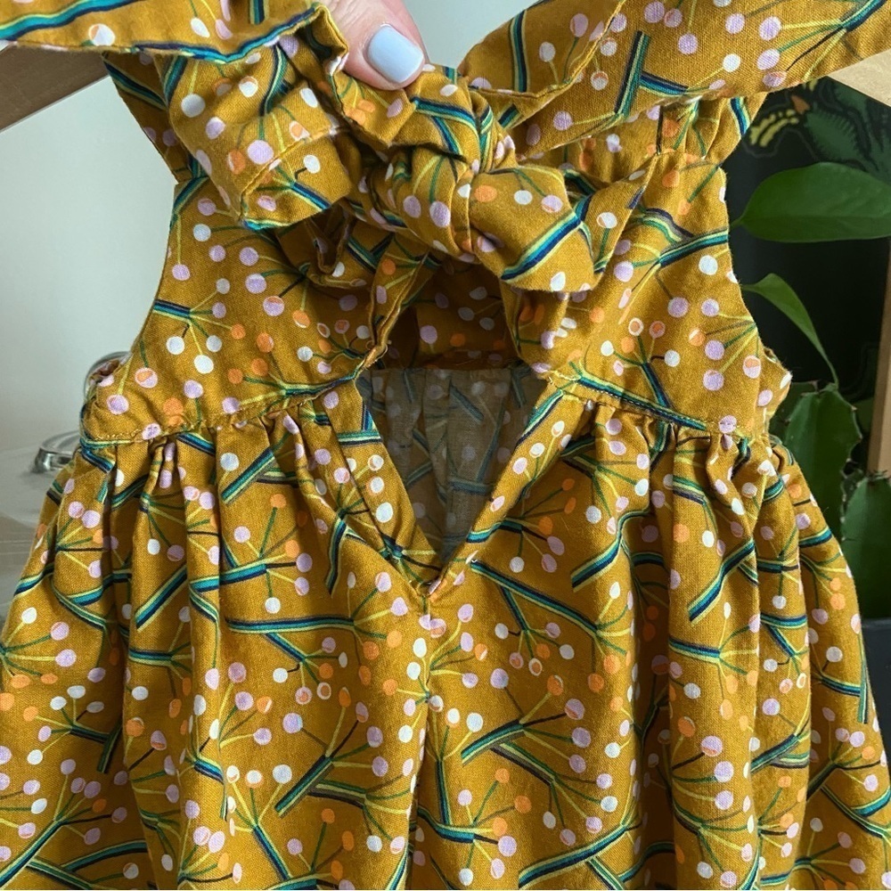 Piccadilly Bespoke Mustard Yellow Pink Floral Print Beckett Dress 2t - Picture 15 of 16